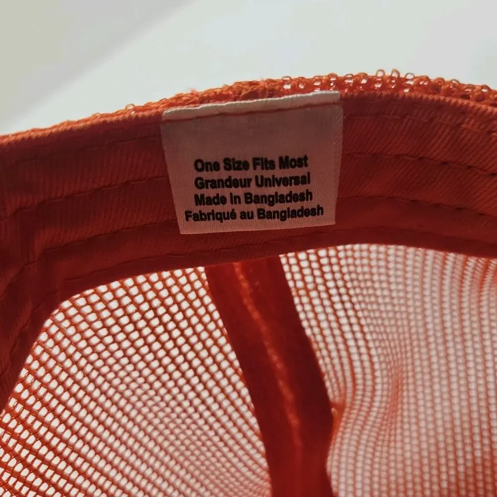Bass Pro Shops Gone Fishing Hat Bright Orange Mesh Logo Snapback - Picture 6 of 7